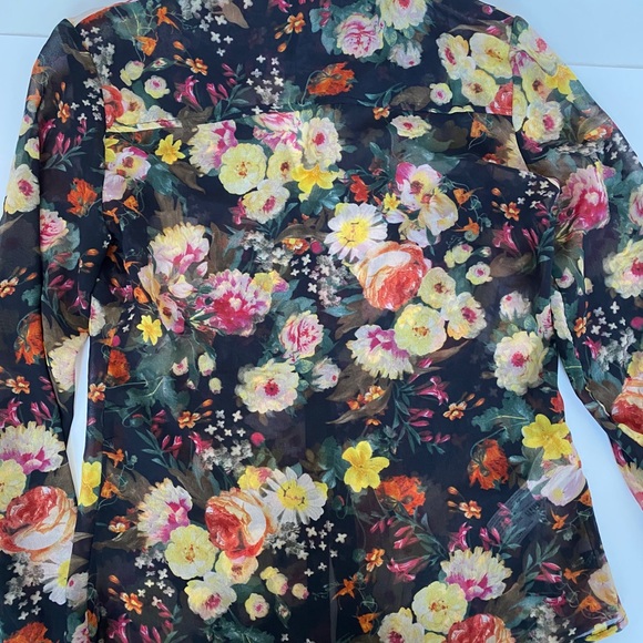 Mango MNG Collection Floral Sheer Shirt Sz XS - Picture 9 of 11